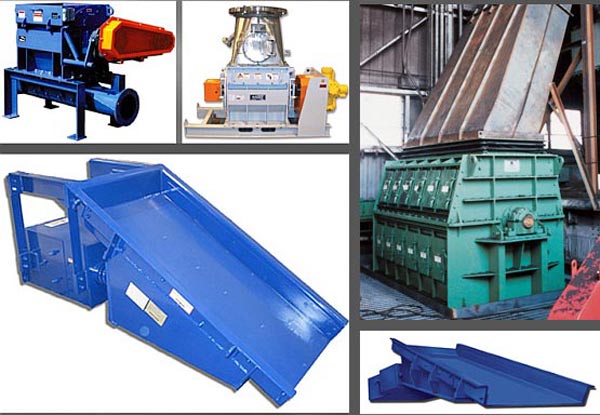 feeders for wood, bark, rock, sand, coal & metals